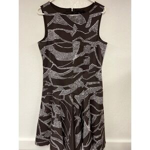 Max and Cleo Fit & Flare Dress Sleeveless Party Cocktail Brown White 12